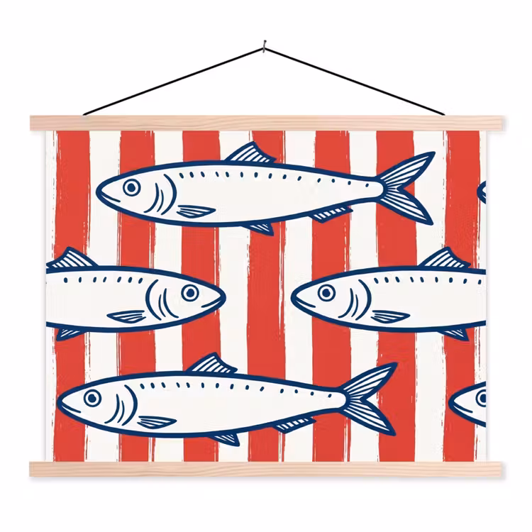 Schoolplaat - Vis - Patroon - Strepen - Illustratie - Rood — 1