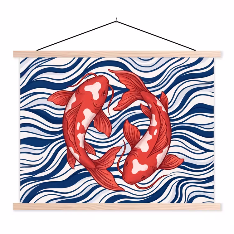 Schoolplaat - Vis - Water - Natuur - Illustratie - Rood — 1