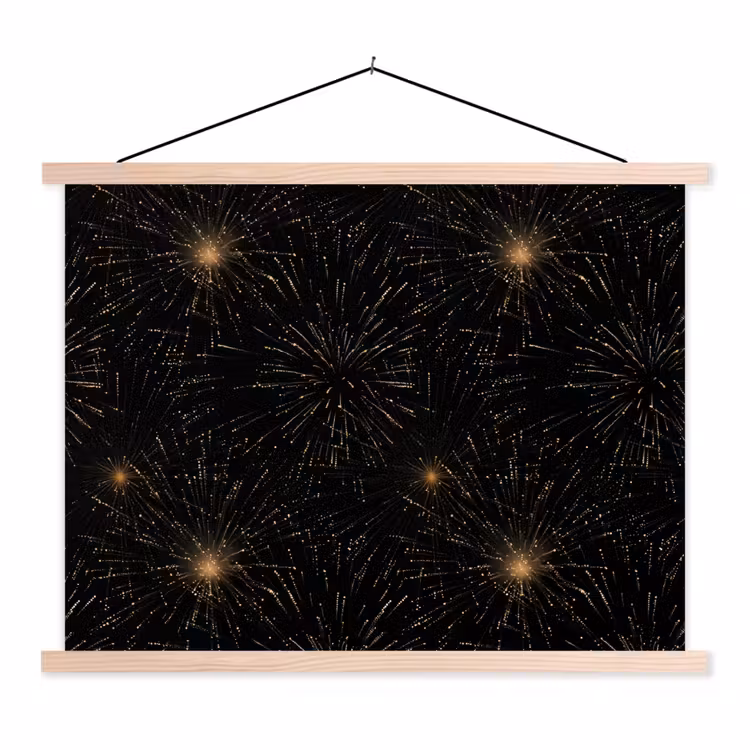 Schoolplaat - Vuurwerk - Patroon - Feestelijk - Goud - Zwart — 1