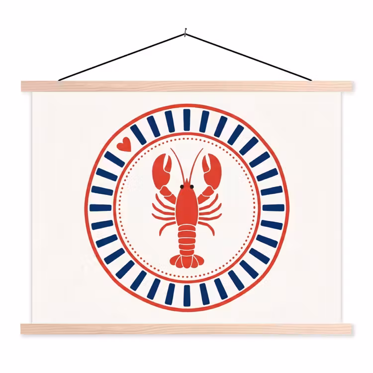 Schoolplaat - Zeeleven - Kreeft - Embleem - Grafisch - Rood — 1
