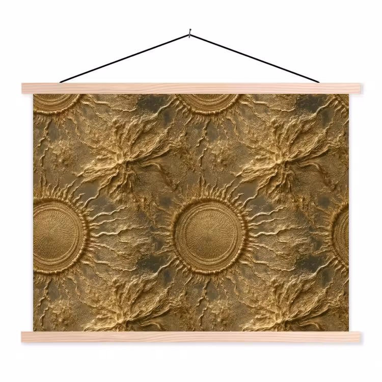 Schoolplaat - Zon - Reliëf - Antiek - Goud — 1