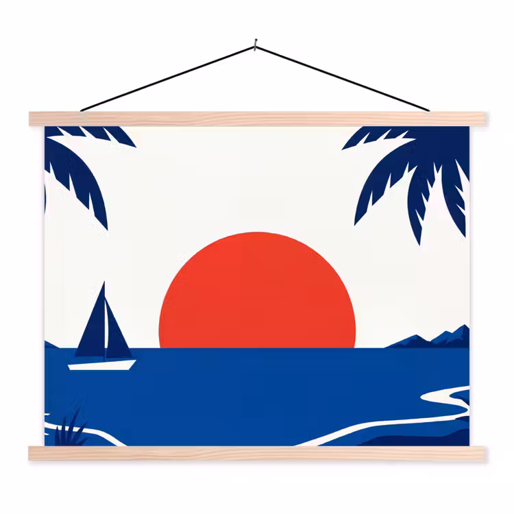 Schoolplaat - Zonsondergang - Zee - Palmboom - Tropisch - Modern — 1
