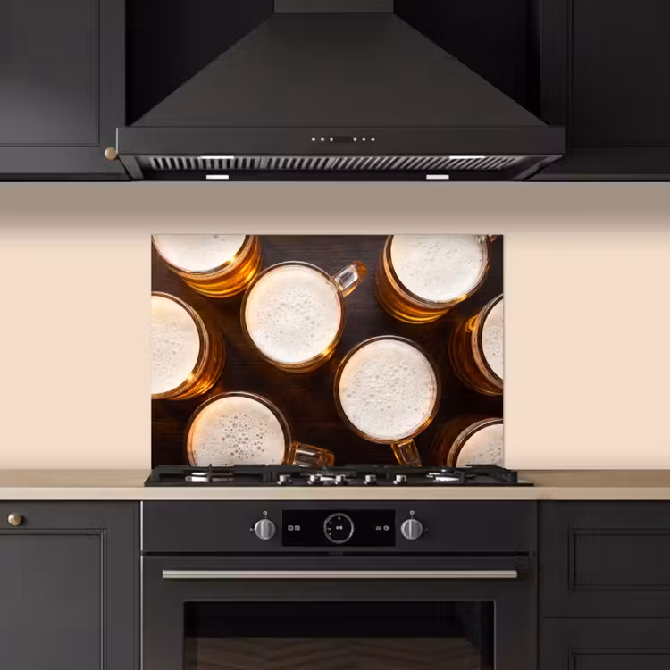 Spatscherm keuken - Bier - Glazen - Schuim - Hout - Drank — 2