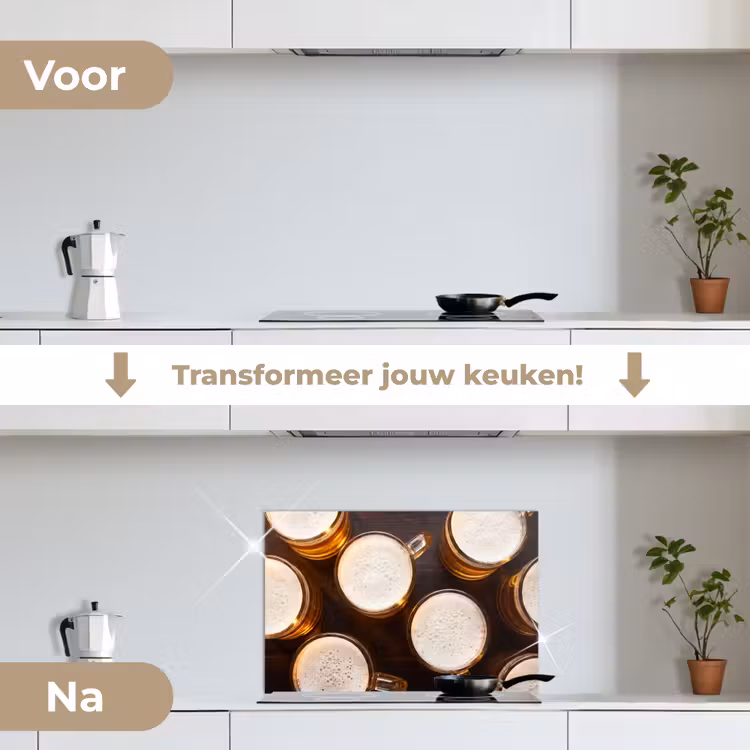 Spatscherm keuken - Bier - Glazen - Schuim - Hout - Drank — 3