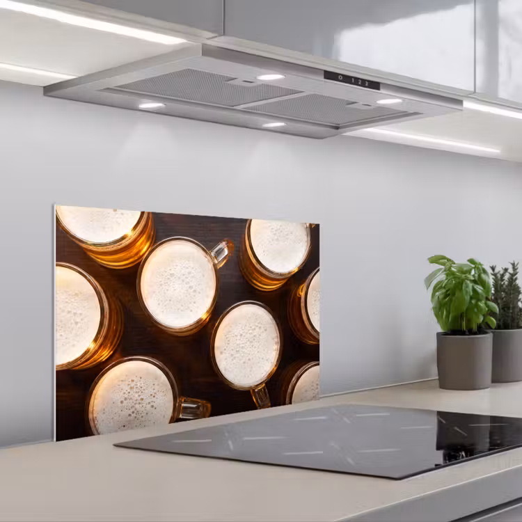 Spatscherm keuken - Bier - Glazen - Schuim - Hout - Drank — 5