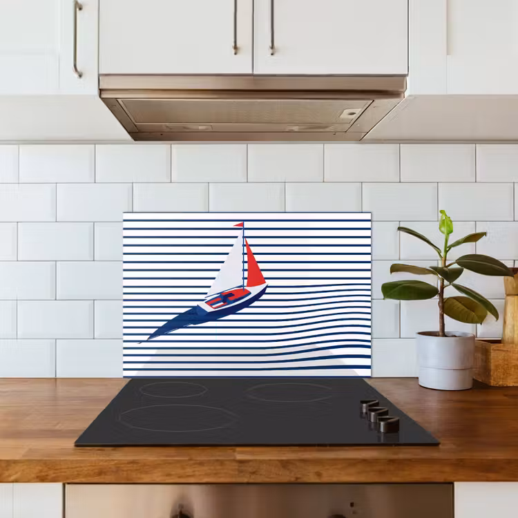 Spatscherm keuken - Boot - Water - Abstract - Blauw — 6