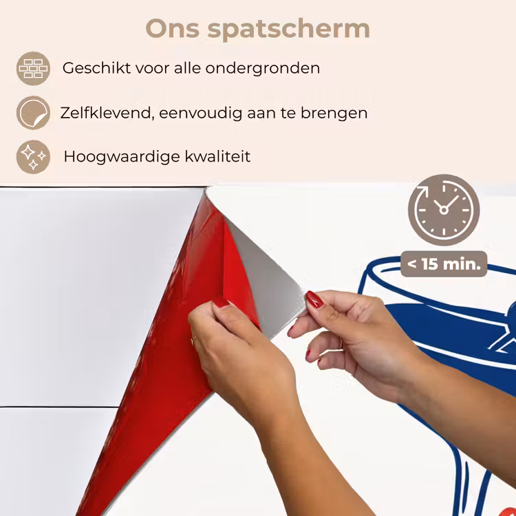 Spatscherm keuken - Cocktail - Glas - Illustratie - Blauw - Wit — 4
