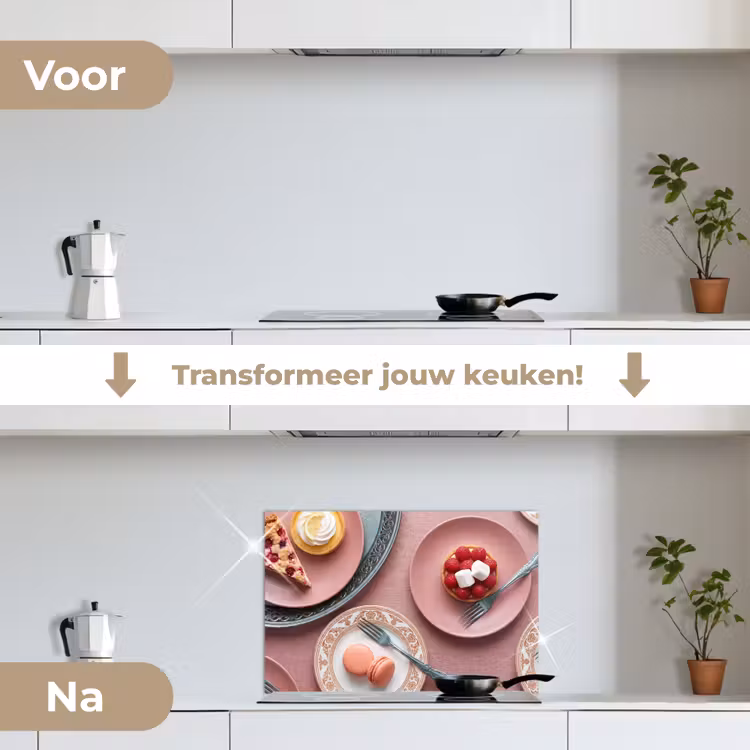 Spatscherm keuken - Dessert - Taart - Gebak - Zoet - Roze — 3