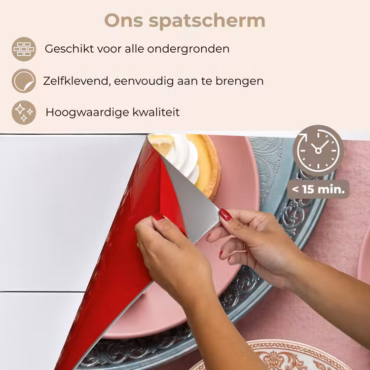 Spatscherm keuken - Dessert - Taart - Gebak - Zoet - Roze — 4