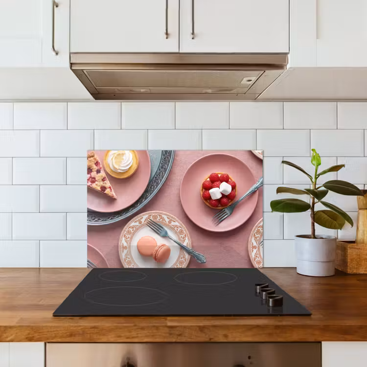 Spatscherm keuken - Dessert - Taart - Gebak - Zoet - Roze — 6