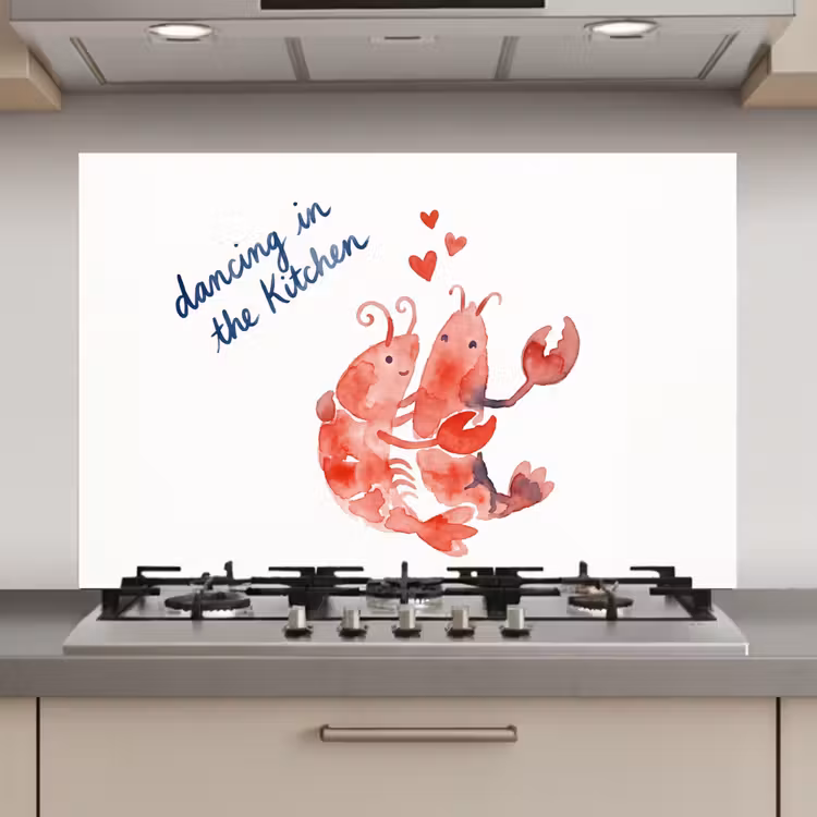 Spatscherm keuken - Dier - Dans - Liefde - Waterverf - Rood — 1