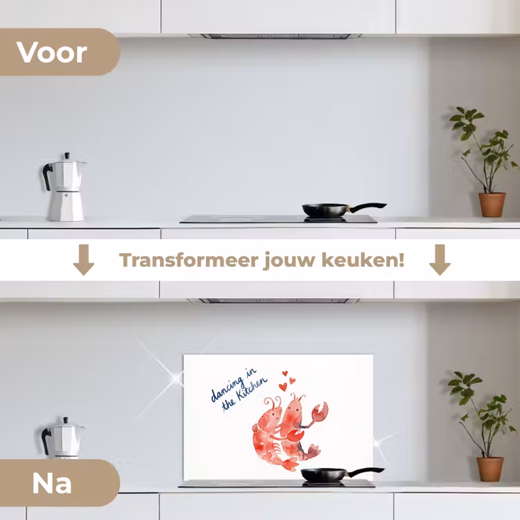 Spatscherm keuken - Dier - Dans - Liefde - Waterverf - Rood — 3