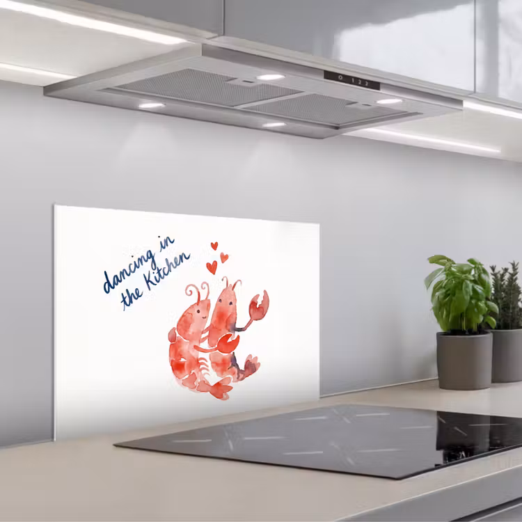 Spatscherm keuken - Dier - Dans - Liefde - Waterverf - Rood — 5