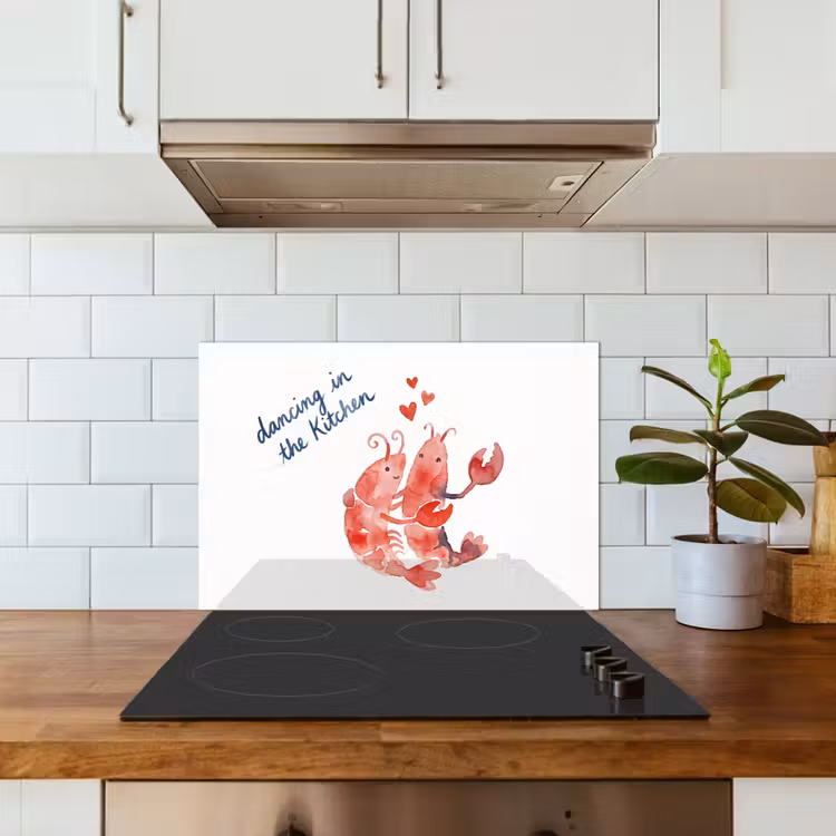 Spatscherm keuken - Dier - Dans - Liefde - Waterverf - Rood — 6