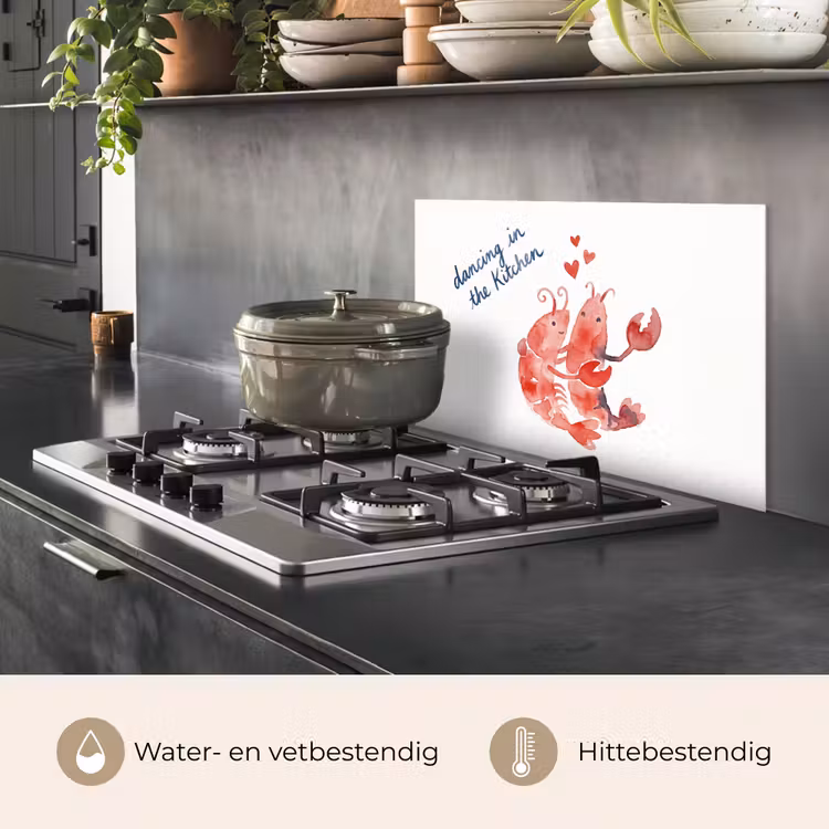 Spatscherm keuken - Dier - Dans - Liefde - Waterverf - Rood — 7