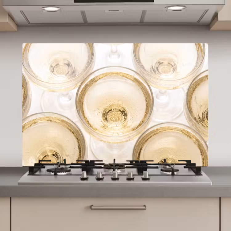 Spatscherm keuken - Drank - Glazen - Feest - Goud — 1