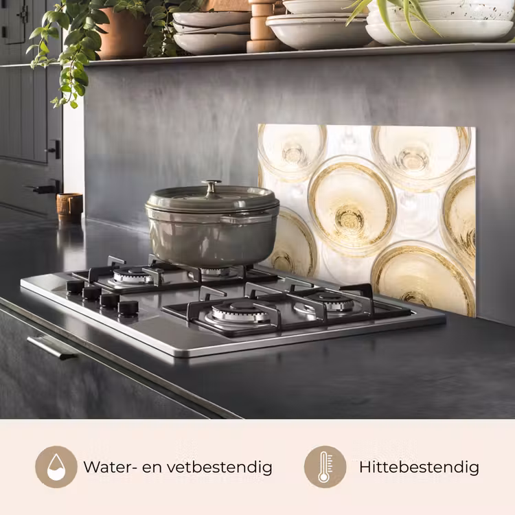 Spatscherm keuken - Drank - Glazen - Feest - Goud — 7