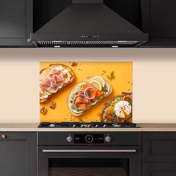 Spatscherm keuken - Eten - Brood - Ontbijt - Modern - Kleurrijk — 2