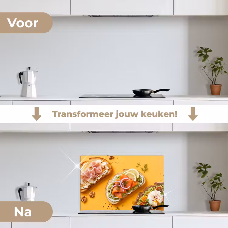Spatscherm keuken - Eten - Brood - Ontbijt - Modern - Kleurrijk — 3