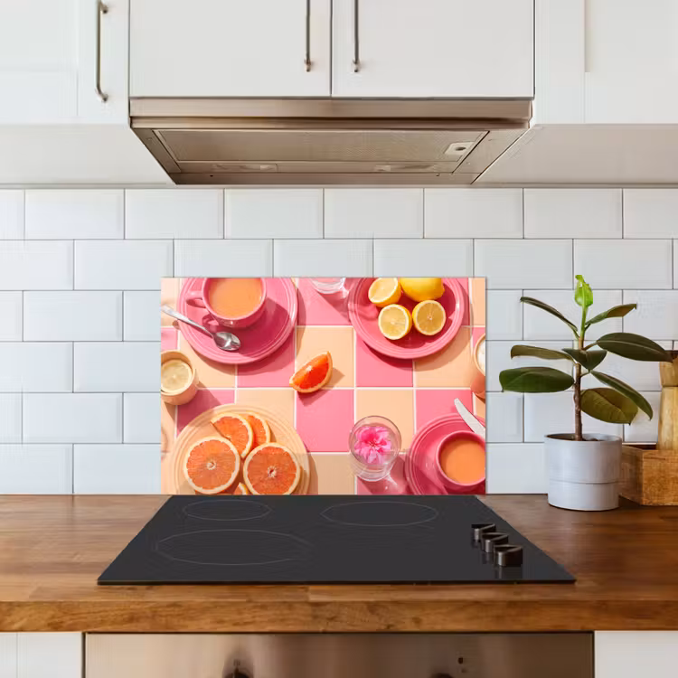 Spatscherm keuken - Eten - Citrusvruchten - Stillevens - Roze - Oranje — 6
