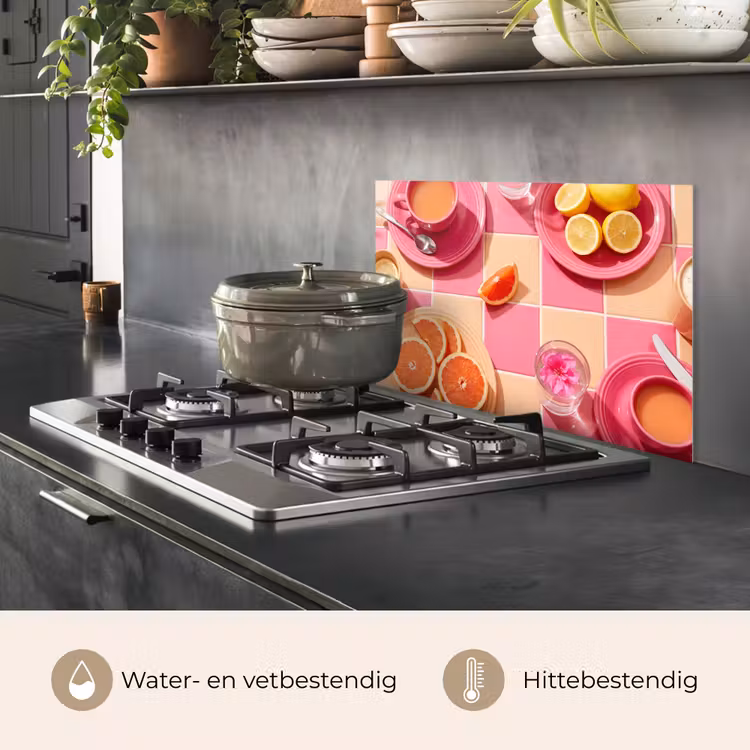 Spatscherm keuken - Eten - Citrusvruchten - Stillevens - Roze - Oranje — 7