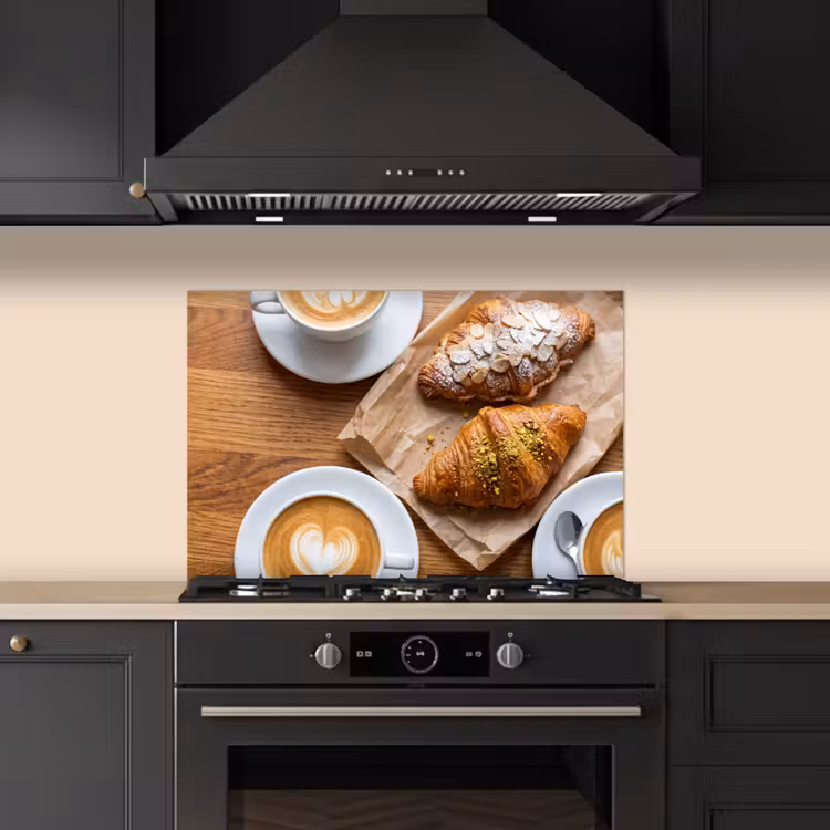 Spatscherm keuken - Eten - Croissant - Koffie - Ontbijt - Modern — 2