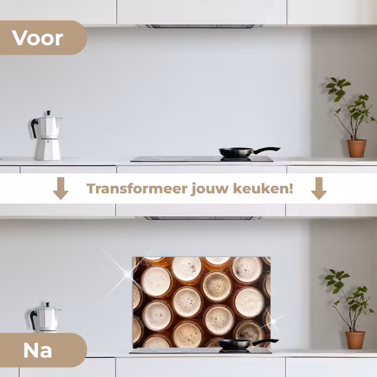 Spatscherm keuken - Eten - Glazen - Drank - Patroon - Bruin — 3