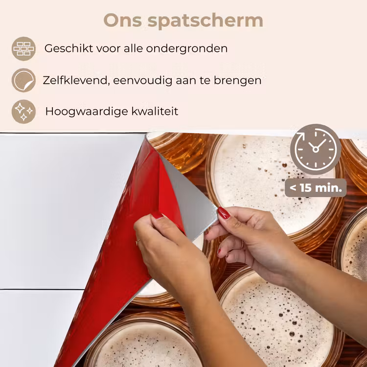 Spatscherm keuken - Eten - Glazen - Drank - Patroon - Bruin — 4