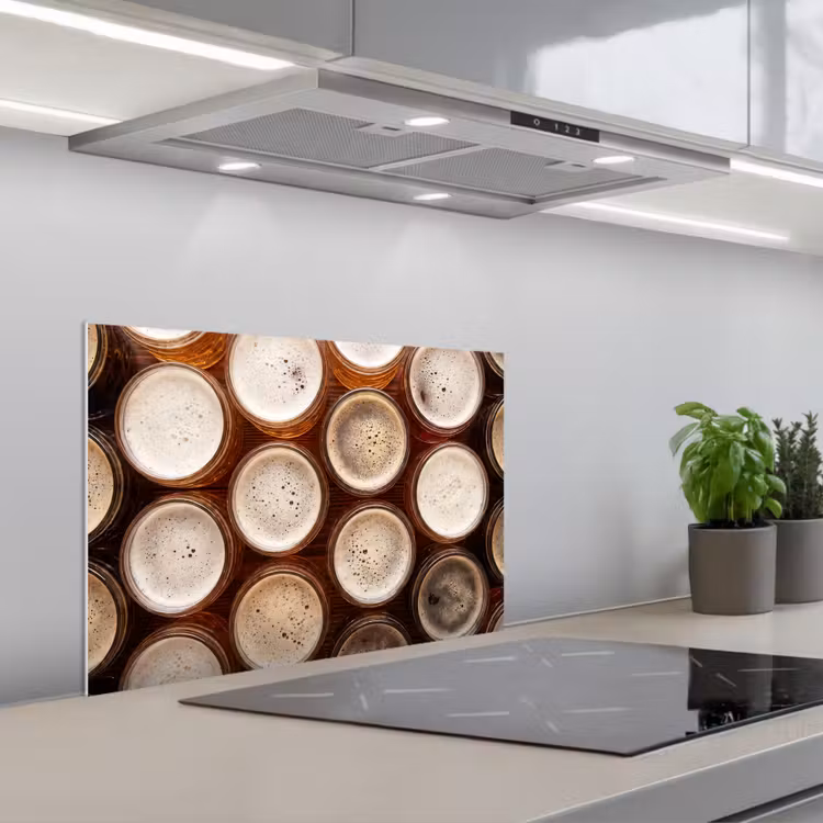 Spatscherm keuken - Eten - Glazen - Drank - Patroon - Bruin — 5