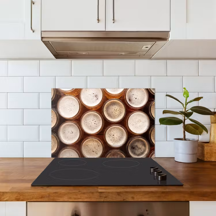 Spatscherm keuken - Eten - Glazen - Drank - Patroon - Bruin — 6