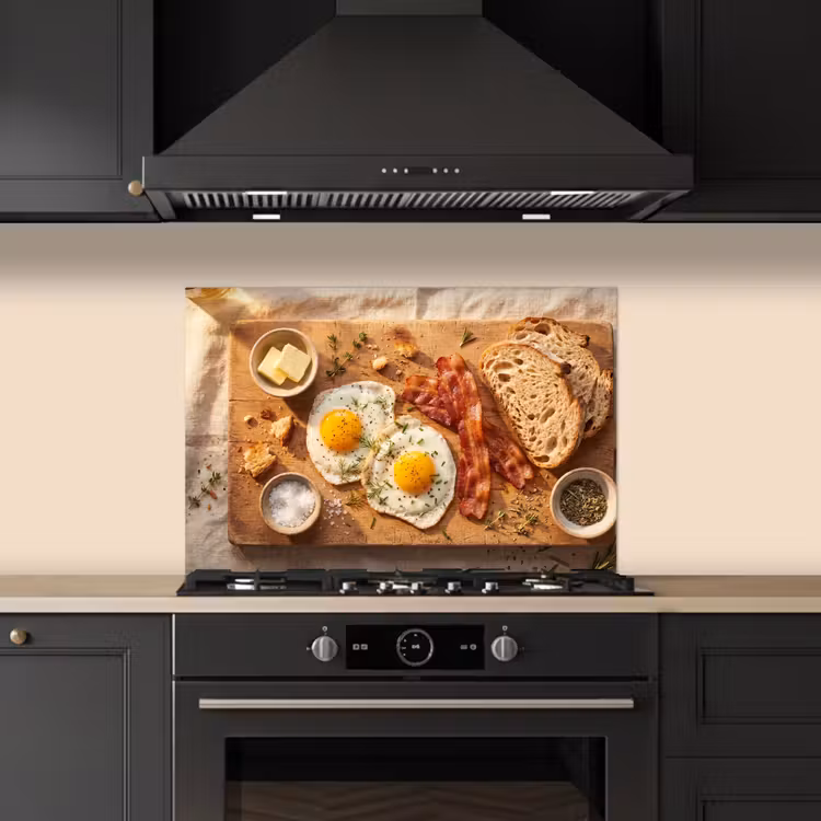 Spatscherm keuken - Eten - Ontbijt - Hout - Rustiek - Geel — 2
