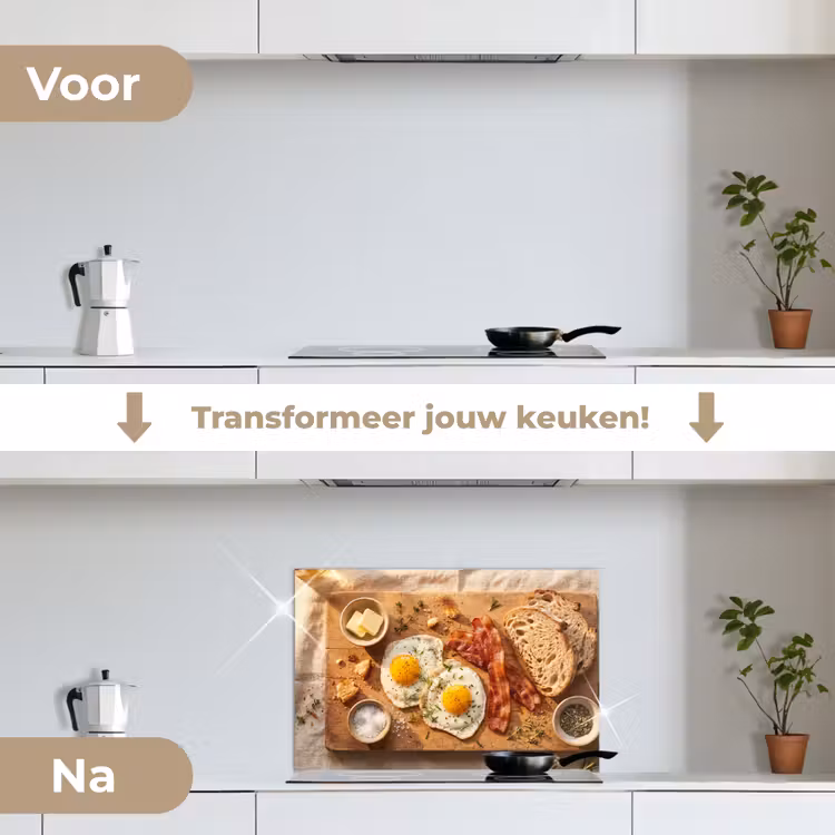 Spatscherm keuken - Eten - Ontbijt - Hout - Rustiek - Geel — 3