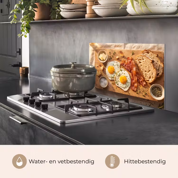 Spatscherm keuken - Eten - Ontbijt - Hout - Rustiek - Geel — 7