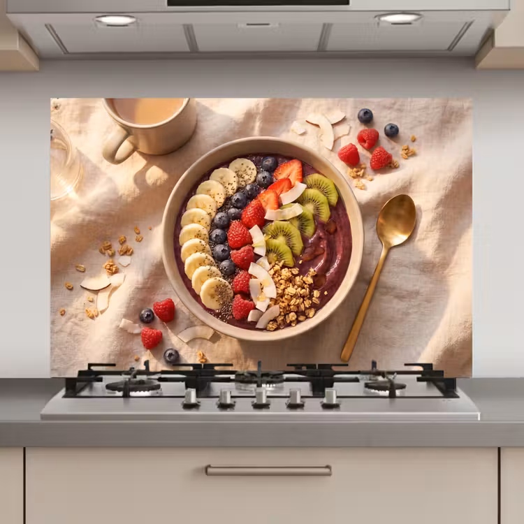 Spatscherm keuken - Eten - Ontbijtkom - Fruit - Gezond - Kleurrijk — 1
