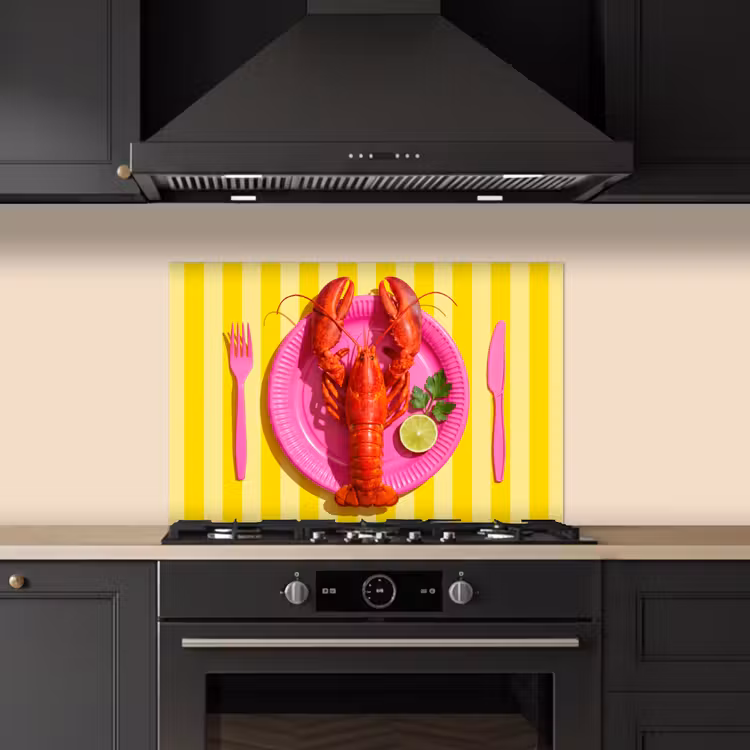 Spatscherm keuken - Eten - Roze - Geel - Modern - Culinaire — 2