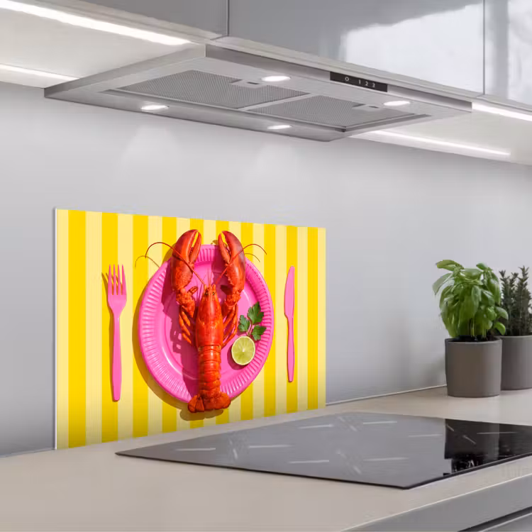 Spatscherm keuken - Eten - Roze - Geel - Modern - Culinaire — 5