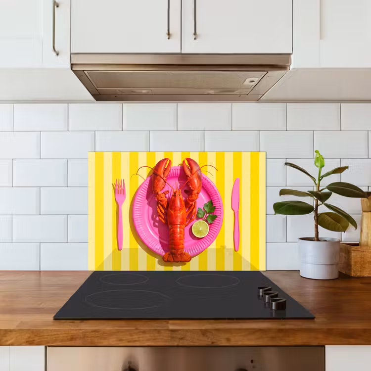 Spatscherm keuken - Eten - Roze - Geel - Modern - Culinaire — 6