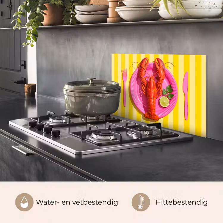 Spatscherm keuken - Eten - Roze - Geel - Modern - Culinaire — 7