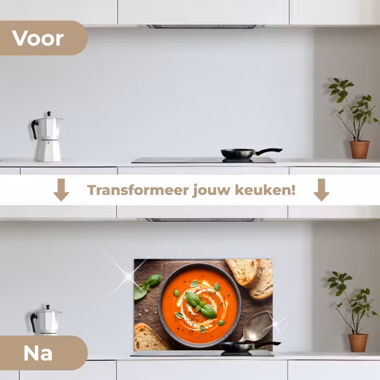 Spatscherm keuken - Eten - Soep - Basilicum - Rustiek - Rood — 3