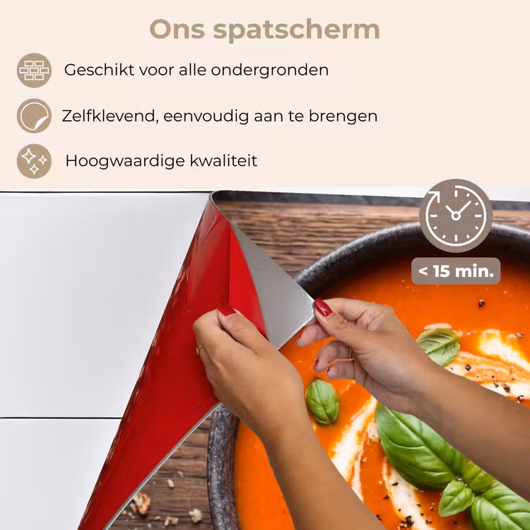 Spatscherm keuken - Eten - Soep - Basilicum - Rustiek - Rood — 4