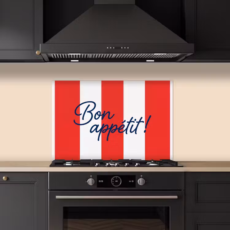 Spatscherm keuken - Eten - Spreuk - Keuken - Grafisch - Rood-Wit — 2