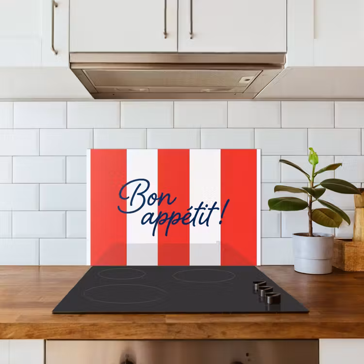 Spatscherm keuken - Eten - Spreuk - Keuken - Grafisch - Rood-Wit — 6