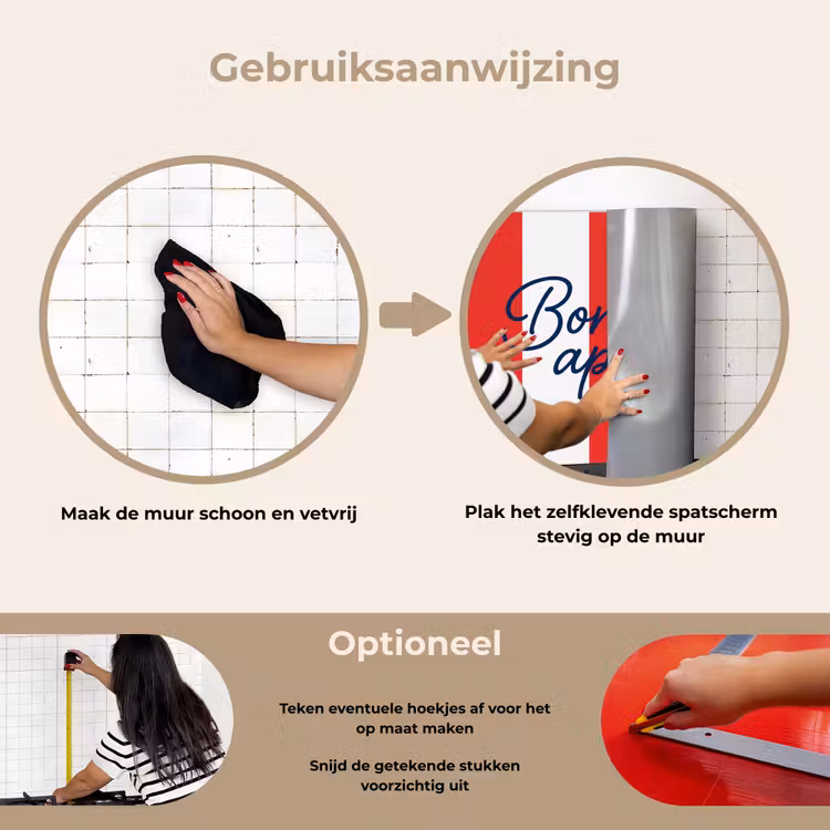 Spatscherm keuken - Eten - Spreuk - Keuken - Grafisch - Rood-Wit — 8