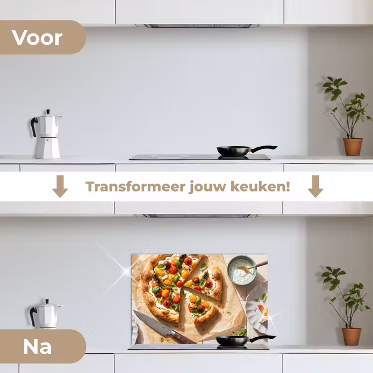 Spatscherm keuken - Eten - Tomaten - Basilicum - Maaltijd - Vers — 3