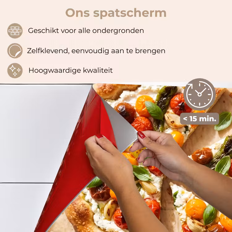 Spatscherm keuken - Eten - Tomaten - Basilicum - Maaltijd - Vers — 4