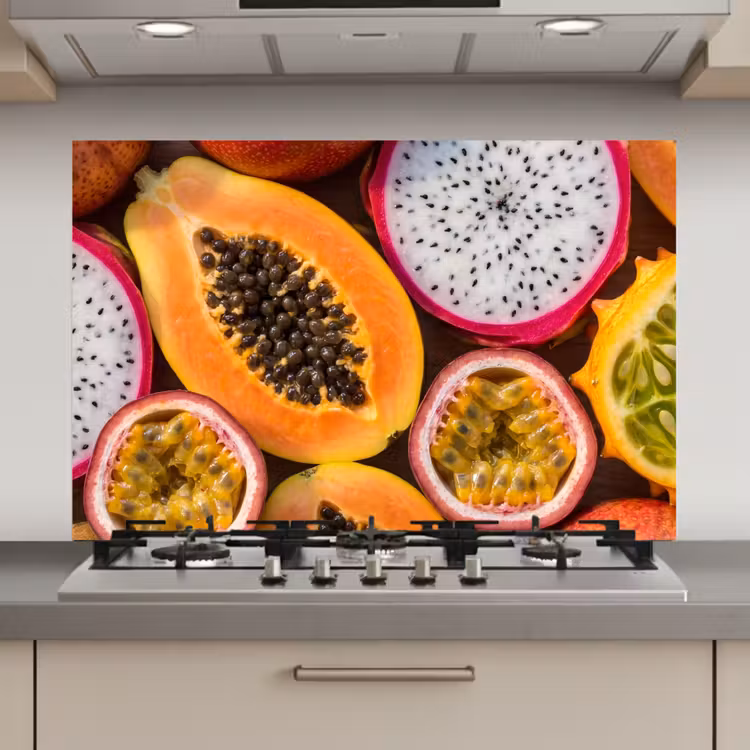 Spatscherm keuken - Fruit - Geopend - Tropisch - Eten - Kleurrijk — 1