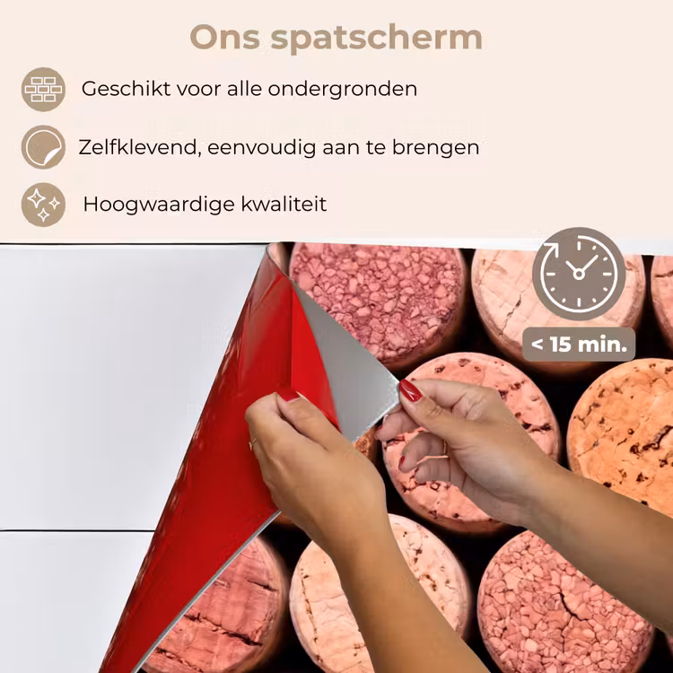 Spatscherm keuken - Kurk - Patroon - Abstract - Modern - Rood — 4