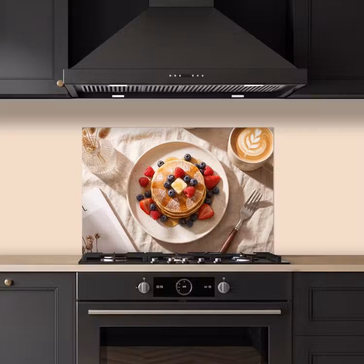 Spatscherm keuken - Pannenkoeken - Bessen - Ontbijt - Modern - Beige — 2