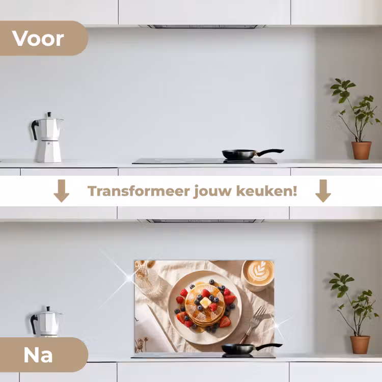 Spatscherm keuken - Pannenkoeken - Bessen - Ontbijt - Modern - Beige — 3