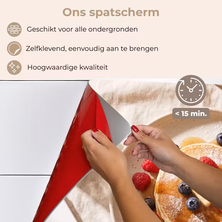 Spatscherm keuken - Pannenkoeken - Bessen - Ontbijt - Modern - Beige — 4